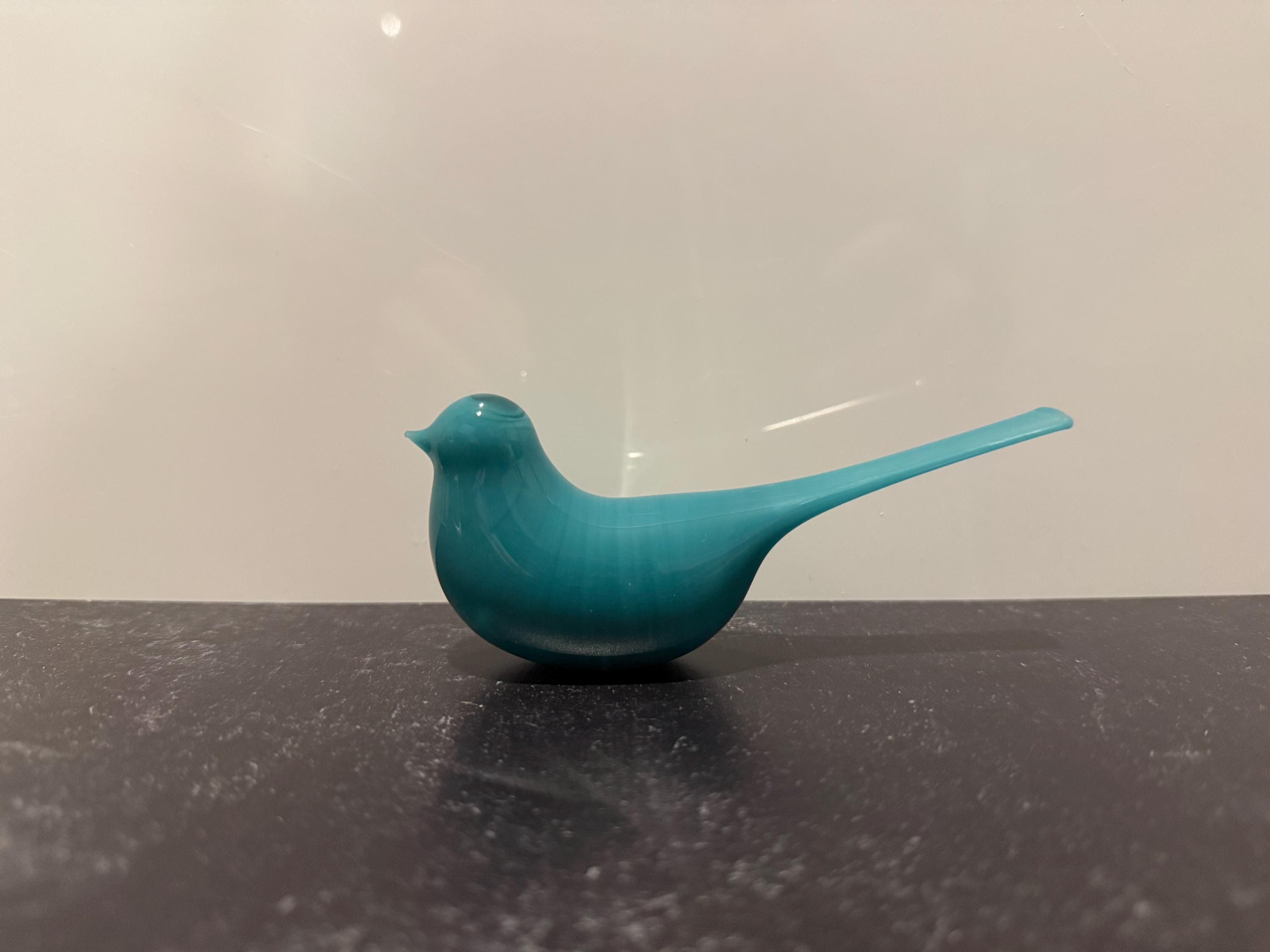 Teal glass bird